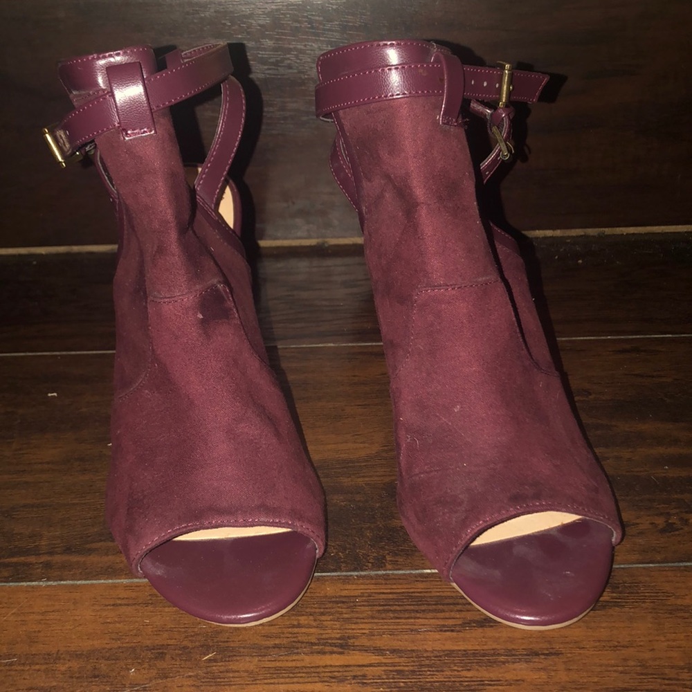 Maroon heels with open back